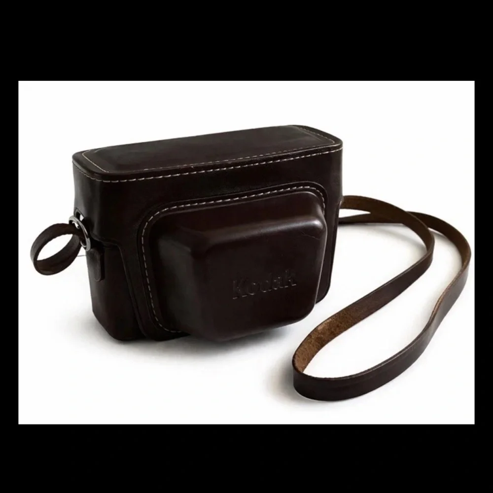 Vintage Kodak Dark Brown Leather Camera Bag with Strap